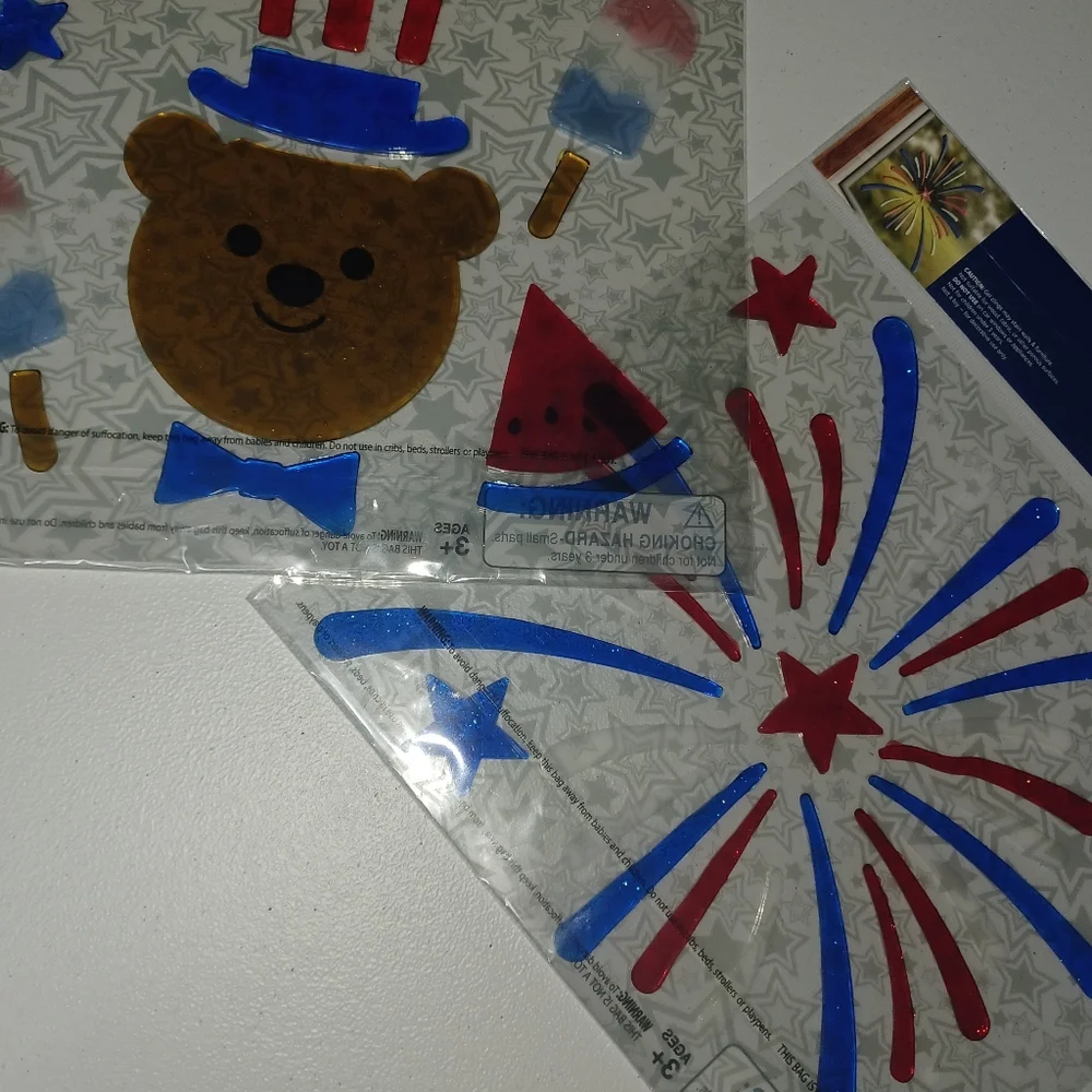 Pair of Patriotic Party Window Clings - Red, Blue, Brown